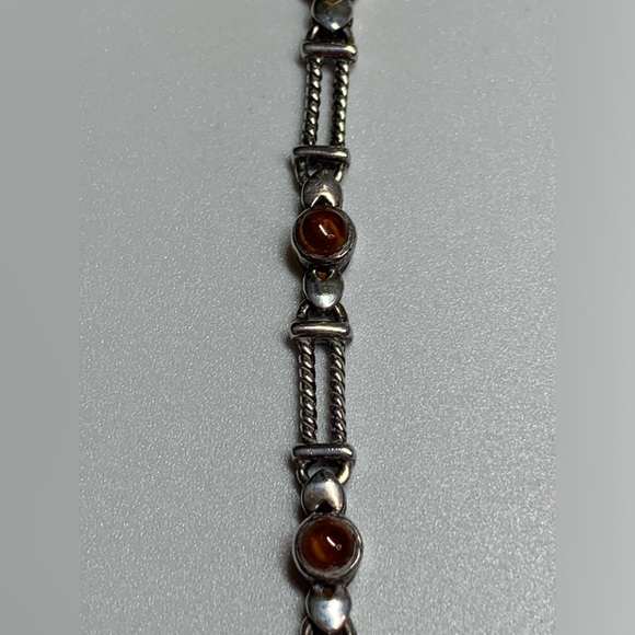 Silpada Vintage RARE Sterling Link & Amber Tennis Bracelet - Picture 12 of 14